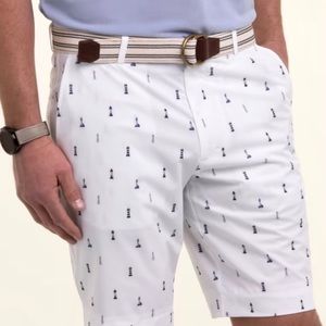 Fairway & Greene Larson Tech Golf Shorts in White Safe Harbor, Size 34